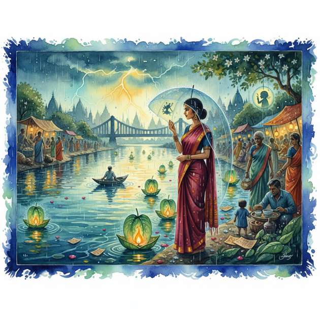 Lanterns Upon Monsoon Rivers - Jabali AI Poster