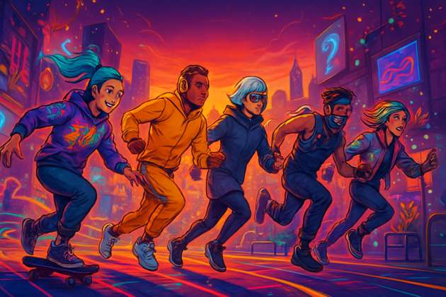 Neon Chase: City Quiz - Jabali AI Poster