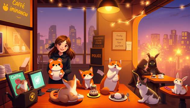 Café Capers and Cyber Tails - Jabali AI Poster