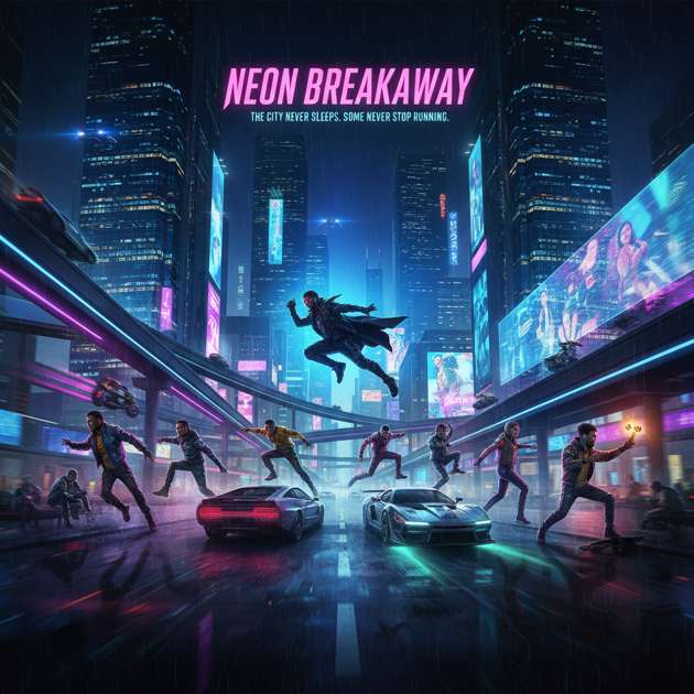 Neon Pursuit - Jabali AI Poster