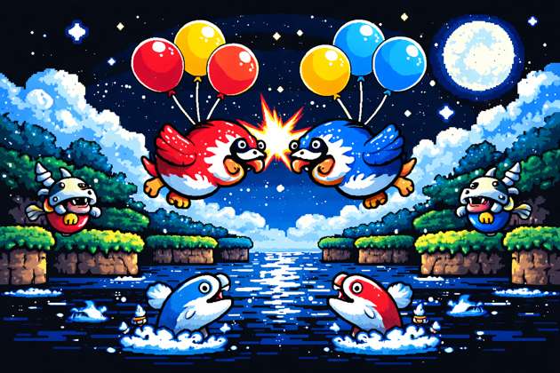 Balloon Battle NES - Jabali AI Poster