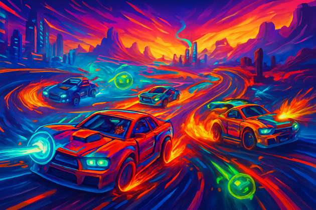 Neon Battle Racers - Jabali AI Poster