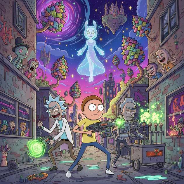 Rick & Morty: Neon Mayhem - Jabali AI Poster