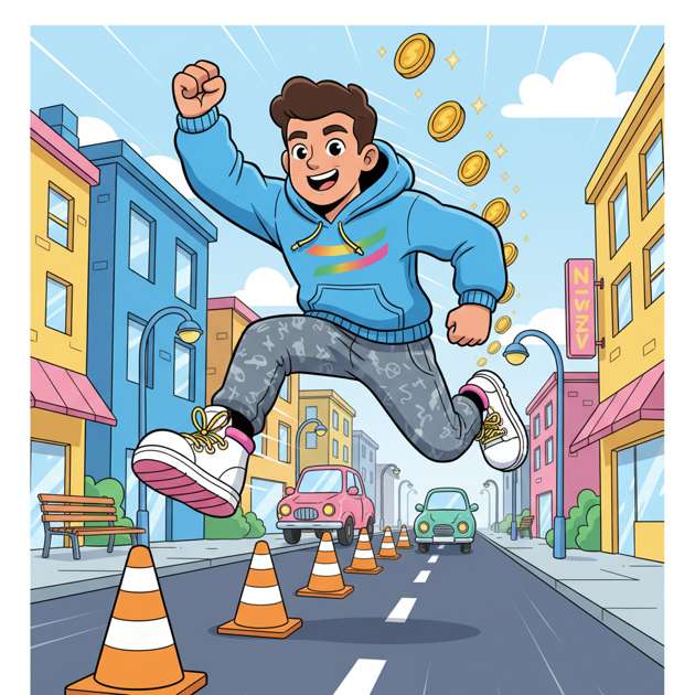 Neon Block Sprint - Jabali AI Poster