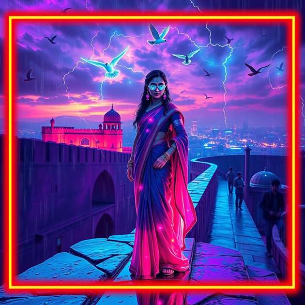 Monsoon Sonata: Neon Rains - Jabali AI Poster