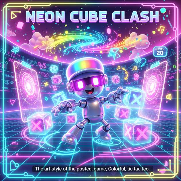 Neon Cube Clash - Jabali AI Poster