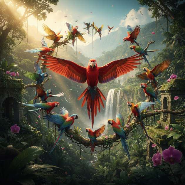 Parrot Paradise - Jabali AI Poster