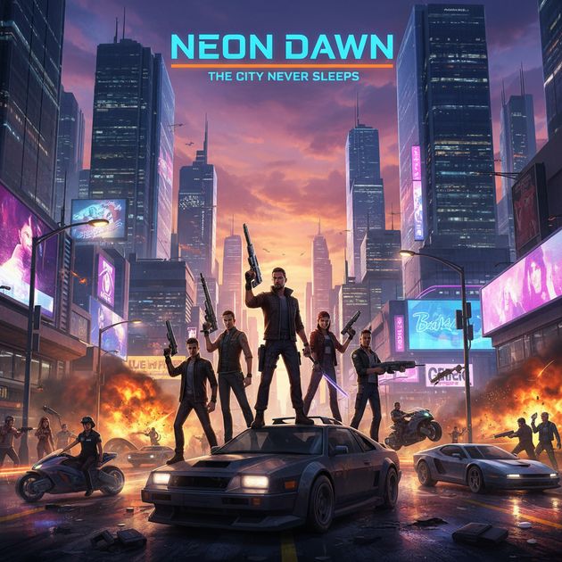 Neon Street Havoc - Jabali AI Poster