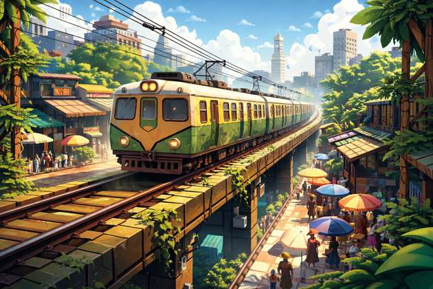 Kolkata Local Rush: Dum Dum to Majerhat Express - Jabali AI Poster