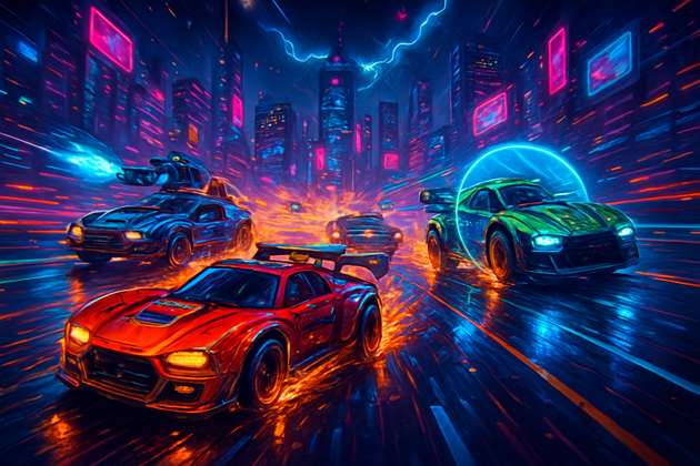 Neon Turbo Showdown - Jabali AI Poster
