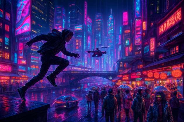 Neon River Rebellion - Jabali AI Poster