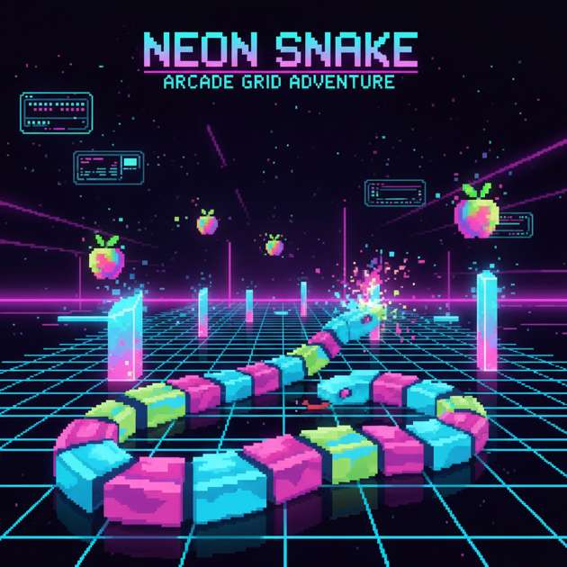 Neon Grid Snake - Jabali AI Poster