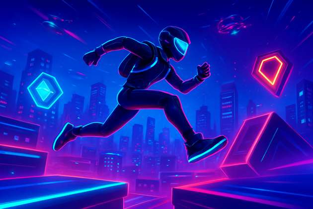 Neon Rooftop Rush - Jabali AI Poster