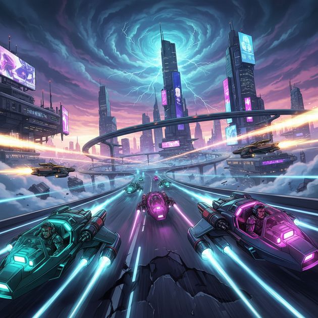 Neon Skyline Rivals - Jabali AI Poster