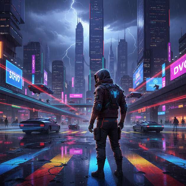 Neon Veil City - Jabali AI Poster
