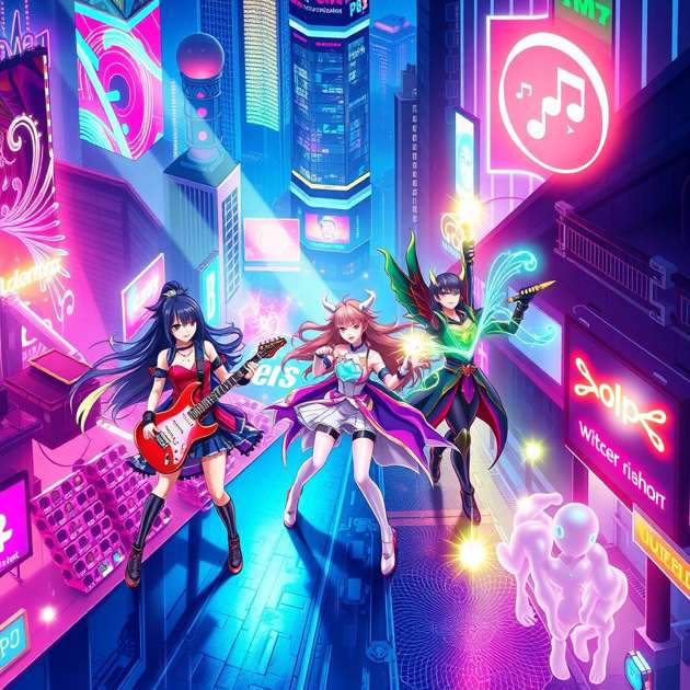 Neon Star Guardians - Jabali AI Poster