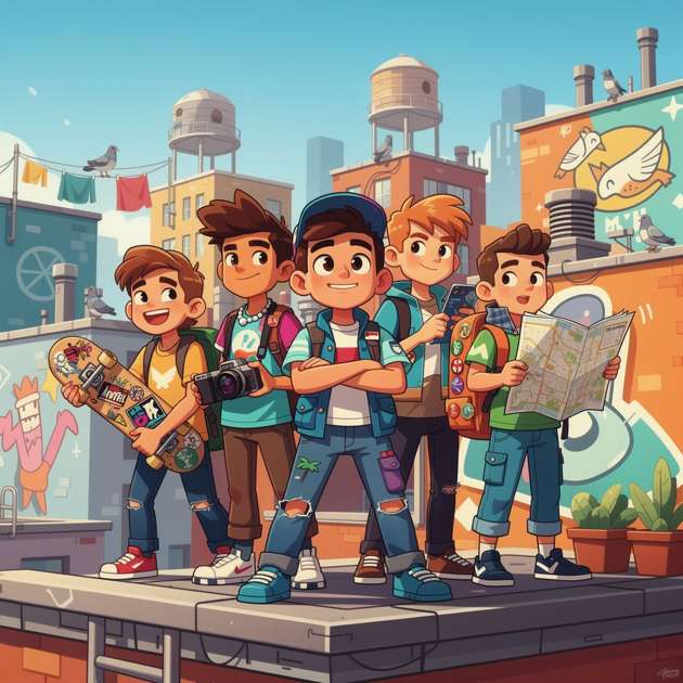 Four Friends Adventure - Jabali AI Poster