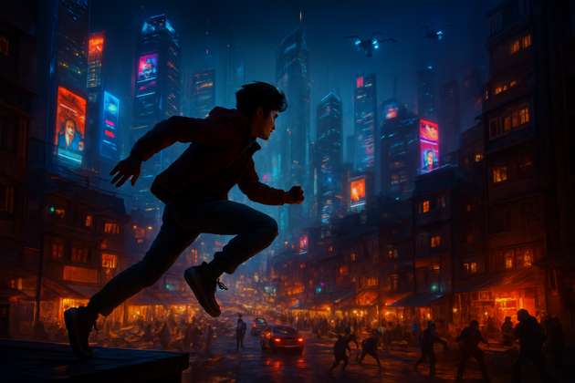 Neon Rise Mumbai - Jabali AI Poster