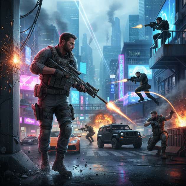 Neon City Rumble - Jabali AI Poster