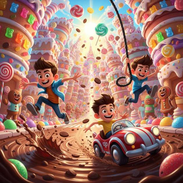 Chocolate Rush City - Jabali AI Poster