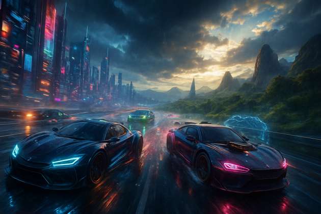 Neon Velocity: Combat Circuit - Jabali AI Poster