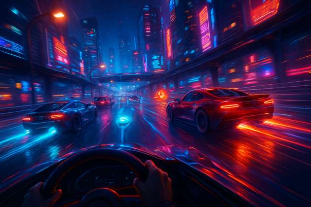 Neon Skyline Rivals - Jabali AI Poster