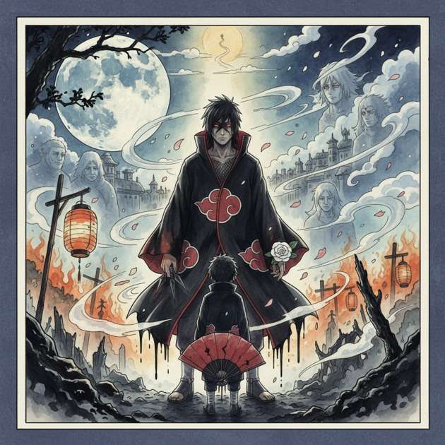 Blood and Moonlight: Uchiha Fate - Jabali AI Poster