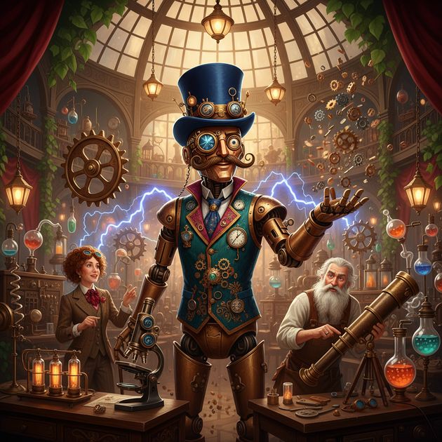 Madcap Minds: Steampunk Showdown - Jabali AI Poster