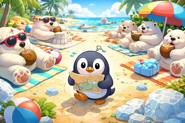 Penguin Panic Beach - Jabali AI Poster