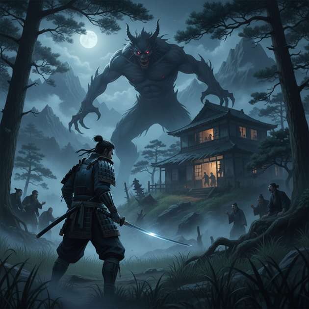 Moonlit Demon Hunt - Jabali AI Poster