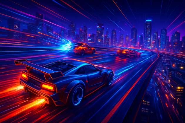 Neon Skyline Rivals - Jabali AI Poster