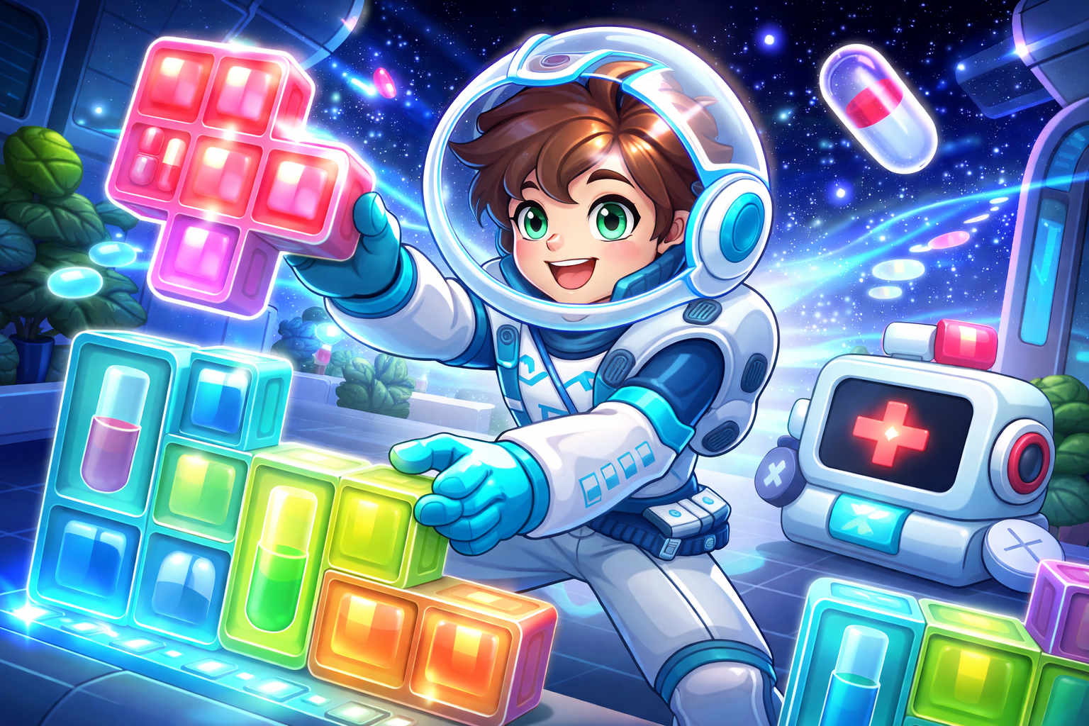 КосмоДоктор Тетрис - Instant game by Jabali AI
