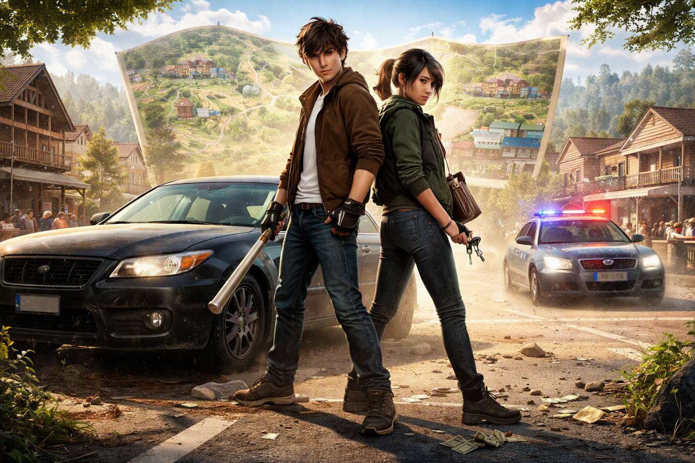 Mick and Mina Open World Crime game artwork