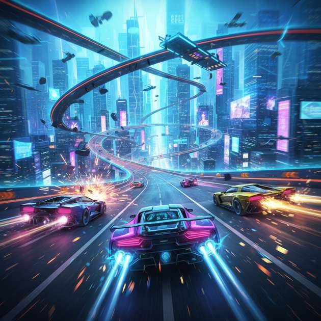 Neon Velocity: Circuit Clash - Jabali AI Poster
