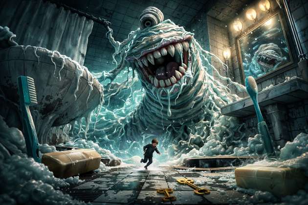 Escape the Toothpaste Terror - Jabali AI Poster