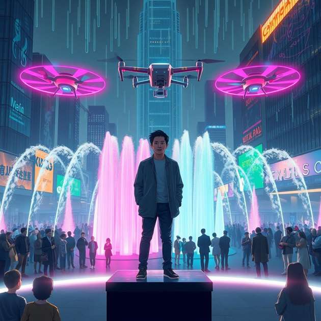 Beneath the Neon Overture - Jabali AI Poster