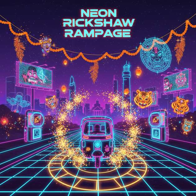 Neon Rickshaw Rampage - Fixed Shooter Arcade by Jabali AI