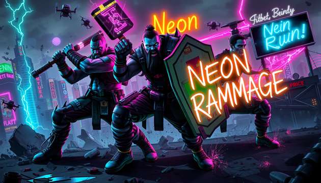 Neon Ruin Rampage - Jabali AI Poster