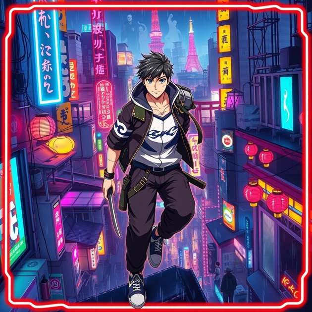 Neon Samurai Rush - Jabali AI Poster