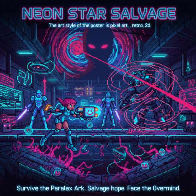 Neon Star Salvage - Jabali AI Poster