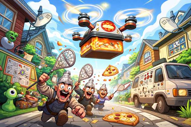 Pizza Panic Drone Dash - Jabali AI Poster