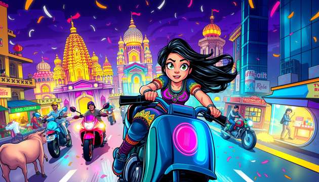 Desi Drift: Temple City Riders - Jabali AI Poster