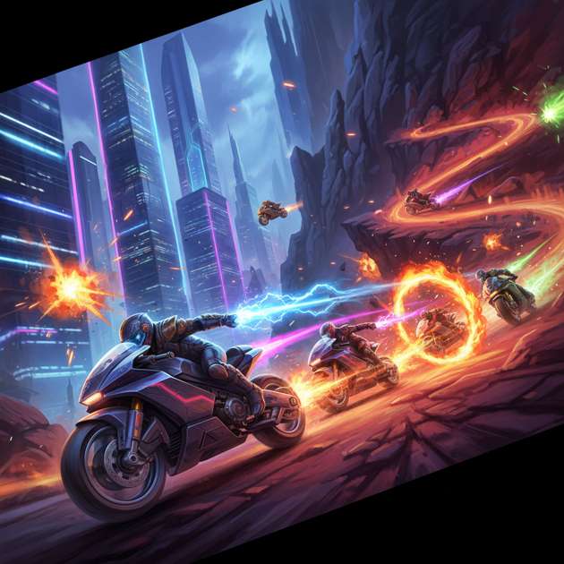 Neon Rush: Battle Riders - 3D Racing by Jabali AI