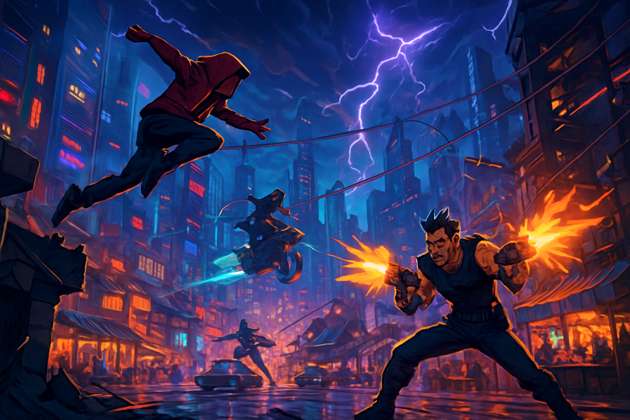 Neon City Rumble - Jabali AI Poster