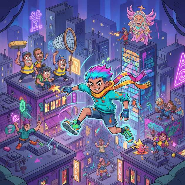 Neon Mural Dash - Jabali AI Poster