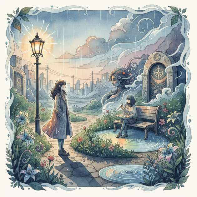 Rain Gardens at Twilight - Jabali AI Poster
