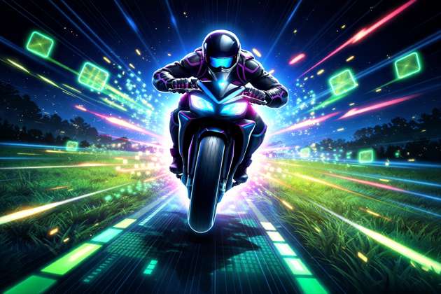 Neon Bike Rush 3D - Jabali AI Poster