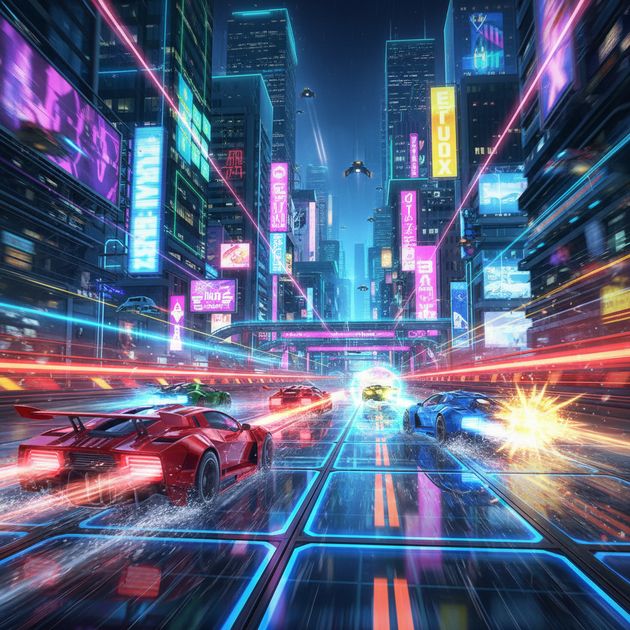 Neon Velocity: Battle Tracks - Jabali AI Poster