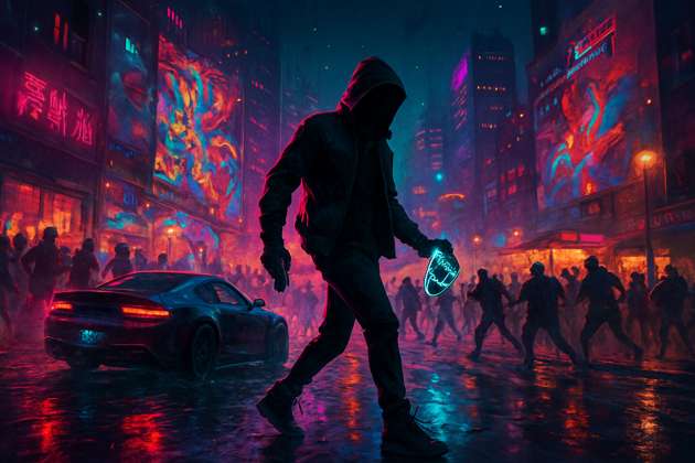 Neon Rebellion District - Jabali AI Poster