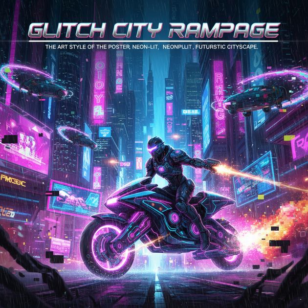 Glitch City Rampage - Jabali AI Poster